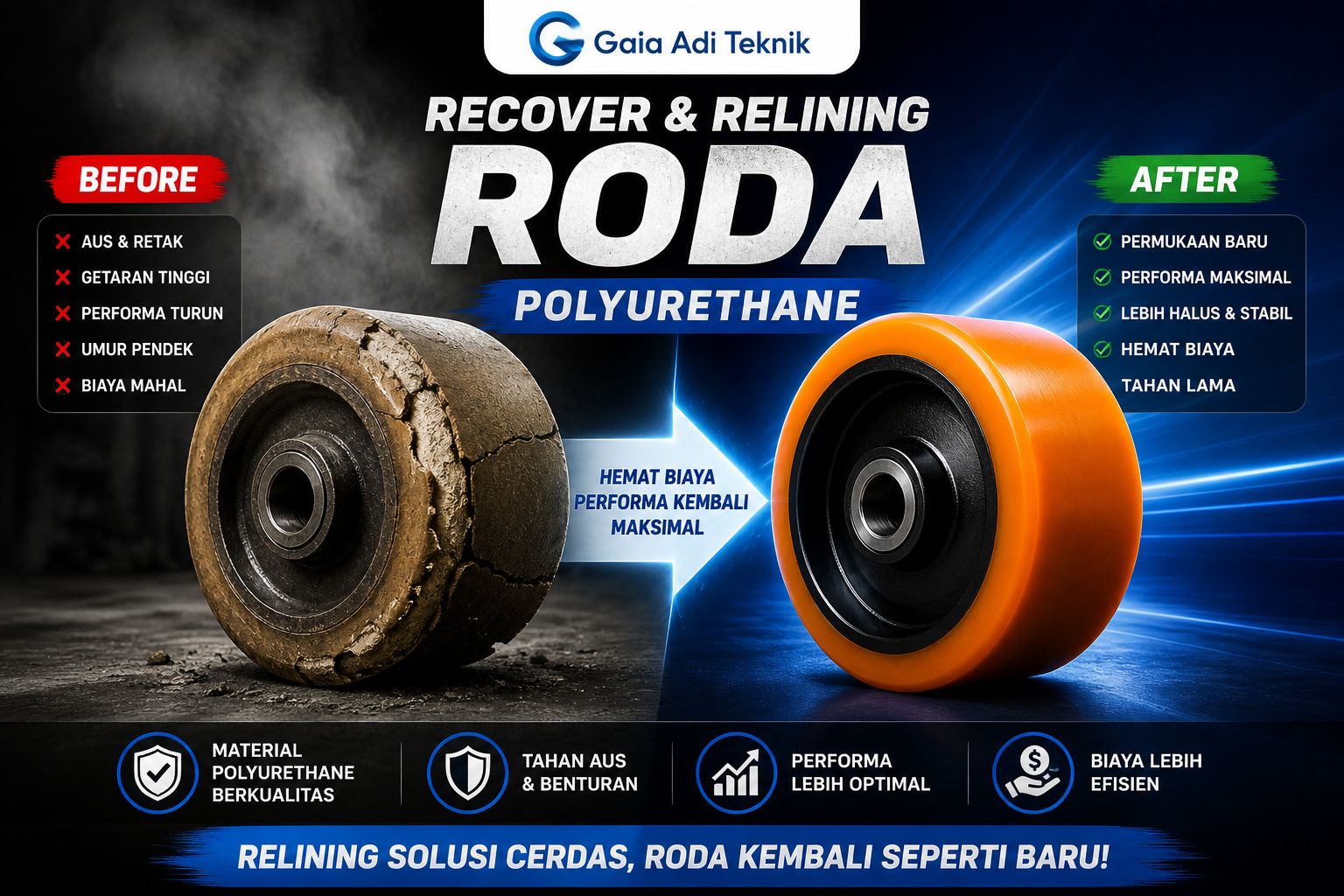 Jasa relining roda polyurethane